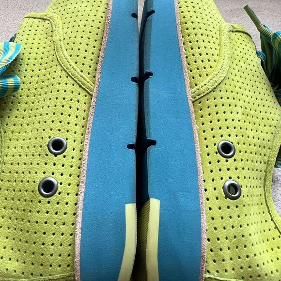 Johnston & Murphy Lime Green Suede Oxfords Turquoise Striped Laces Women 9 M - Picture 14 of 16